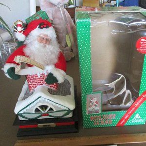 Vintage Santa Claus in Chimney Christmas Noel Musical Holiday Creations 1993